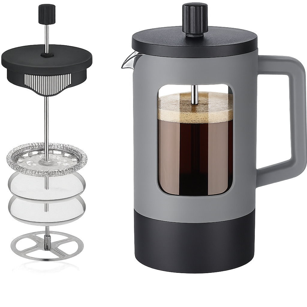 Prensa Francesa Gris Negro Pro para preparar cafe especial colombiano en casa